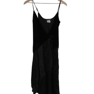 Bebe Womens Sz M Black Velvet and Satin Wrap Whimsigoth Dress Vintage 90's